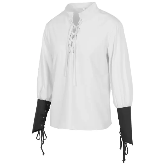 Men's Pirate Shirt and Vest Renaissance Halloween Costume Set detail 14