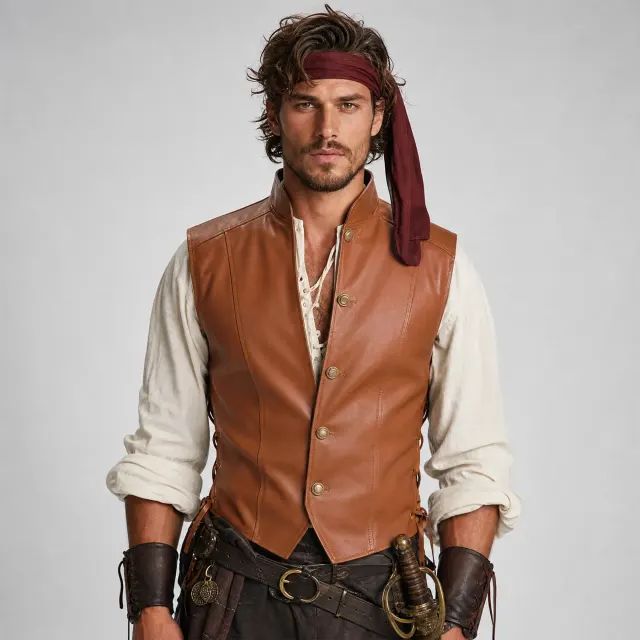 Piratenwesten-Set für Herren, Renaissance-Halloween-Cosplay-Kostüm Detail 9