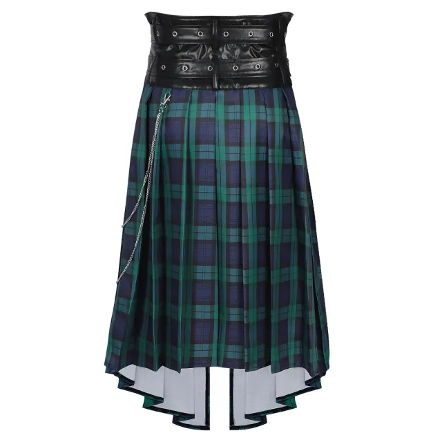 Herren-Faltenrock mit Gothic-Karomuster für Cosplay und Bühne Detail 3