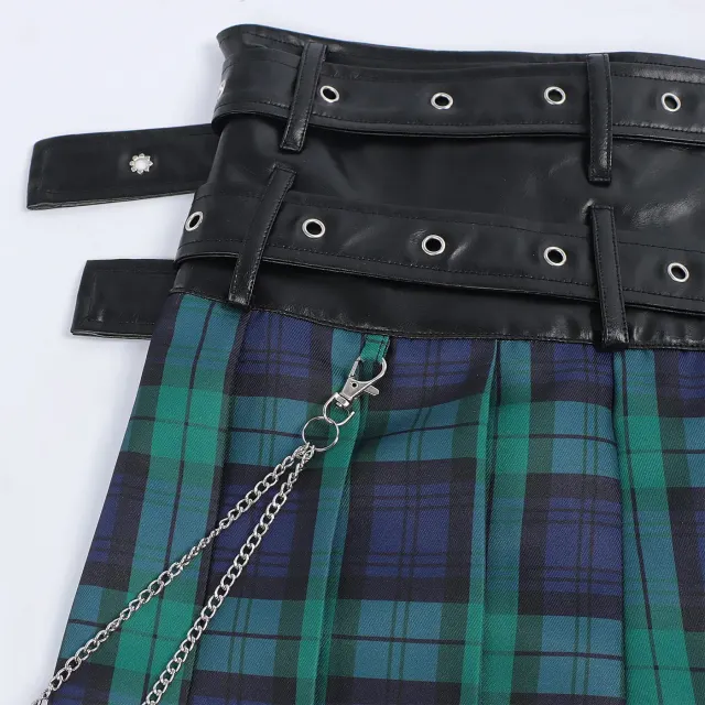 Herren-Faltenrock mit Gothic-Karomuster für Cosplay und Bühne Detail 10