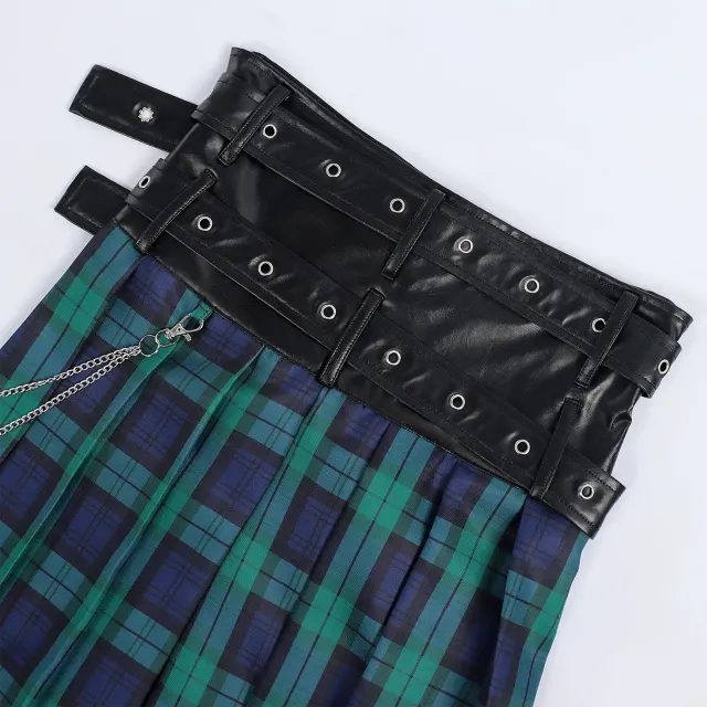 Herren-Faltenrock mit Gothic-Karomuster für Cosplay und Bühne Detail 11