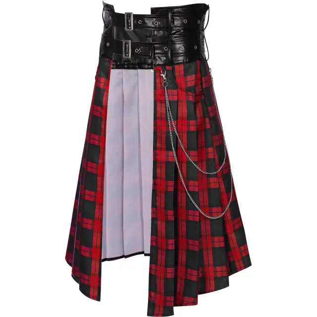 Herren-Faltenrock mit Gothic-Karomuster für Cosplay und Bühne Detail 13