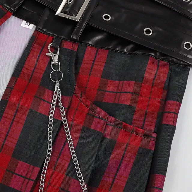 Herren-Faltenrock mit Gothic-Karomuster für Cosplay und Bühne Detail 16