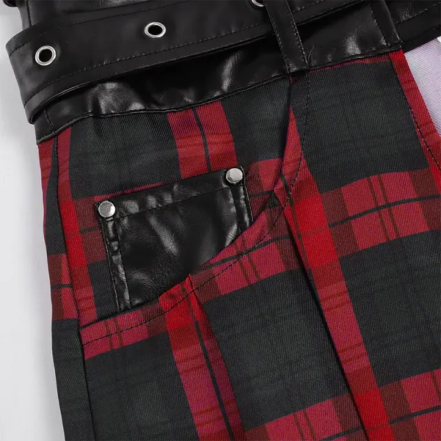 Herren-Faltenrock mit Gothic-Karomuster für Cosplay und Bühne Detail 17