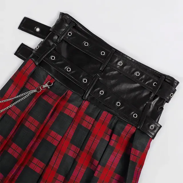 Herren-Faltenrock mit Gothic-Karomuster für Cosplay und Bühne Detail 18