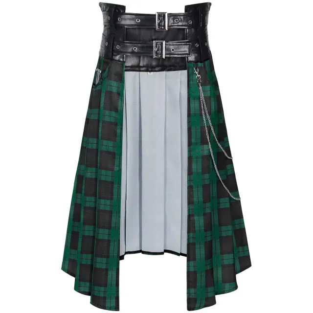 Herren-Faltenrock mit Gothic-Karomuster für Cosplay und Bühne Detail 20