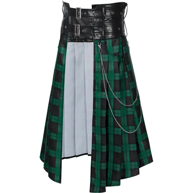 Herren-Faltenrock mit Gothic-Karomuster für Cosplay und Bühne Detail 21