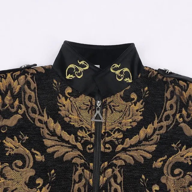 detalle de Chaqueta cosplay con cuello alto de estilo corte Tudor del Renacimiento para hombre 3