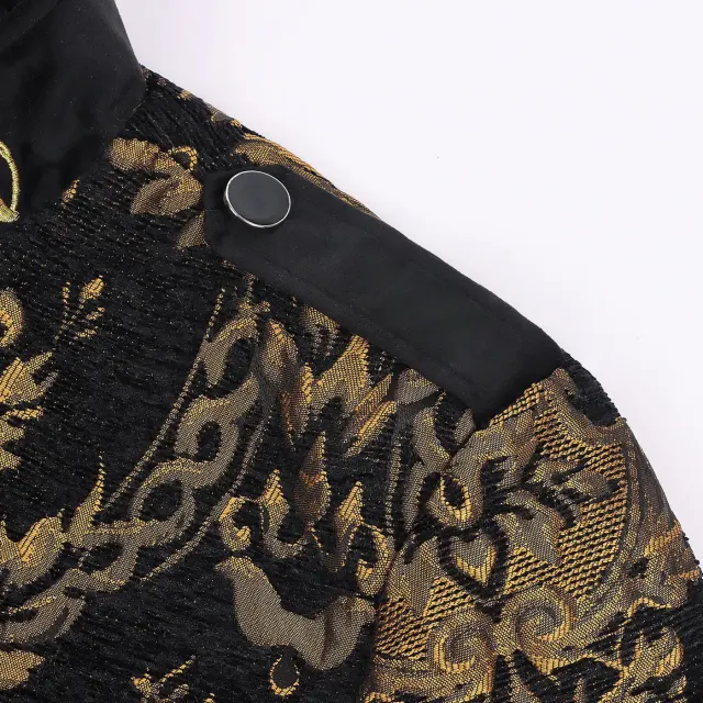 detalle de Chaqueta cosplay con cuello alto de estilo corte Tudor del Renacimiento para hombre 7