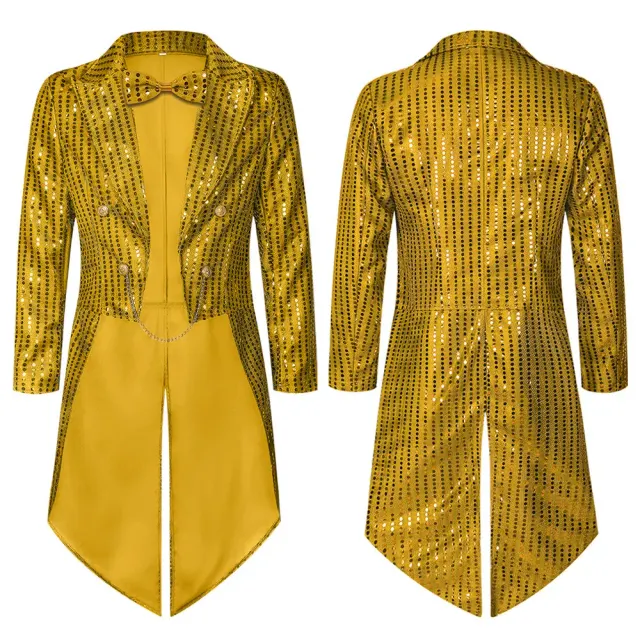 Queue-de-pie à sequins pour homme, costume de scène pour Halloween et la Saint-Patrick détail 19