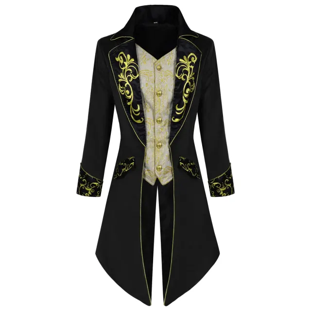 Men's Steampunk Gothic Embroidered Tailcoat Cosplay Jacket detail 1