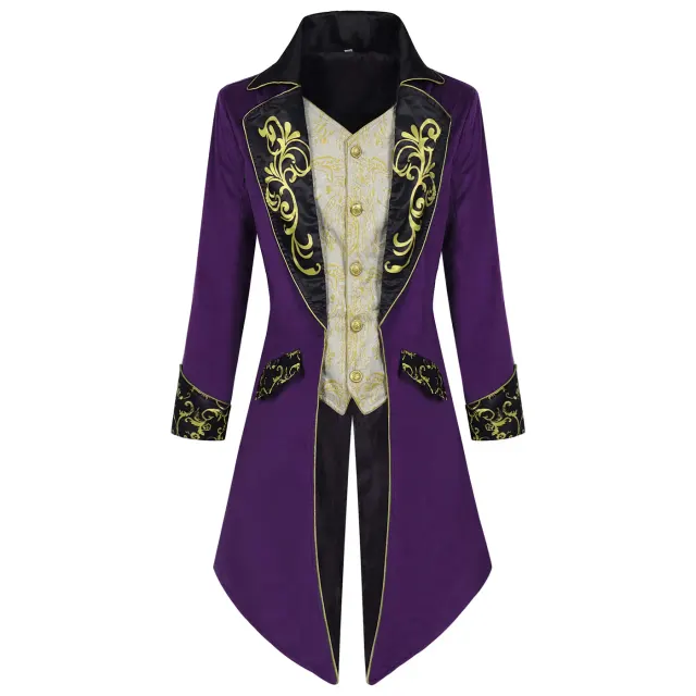 Men's Steampunk Gothic Embroidered Tailcoat Cosplay Jacket detail 8