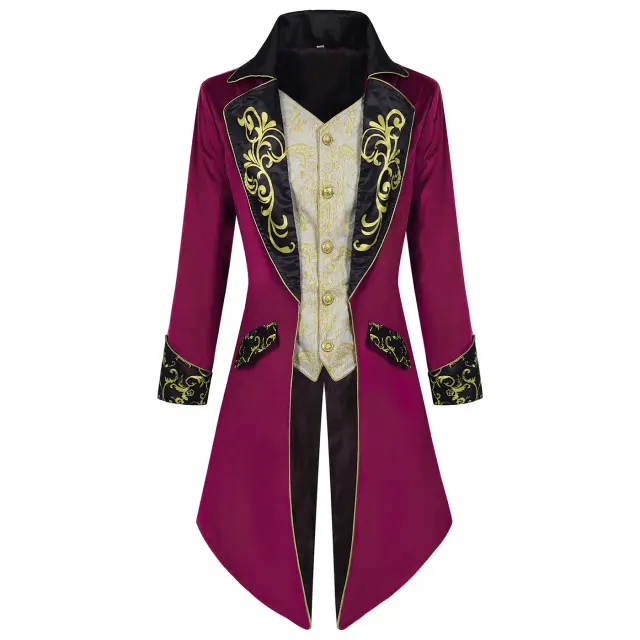 Men's Steampunk Gothic Embroidered Tailcoat Cosplay Jacket detail 21
