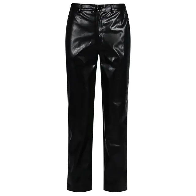 Pantalon en cuir noir rétro rock steampunk pour homme détail 1