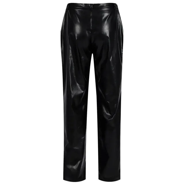 Pantalon en cuir noir rétro rock steampunk pour homme détail 2