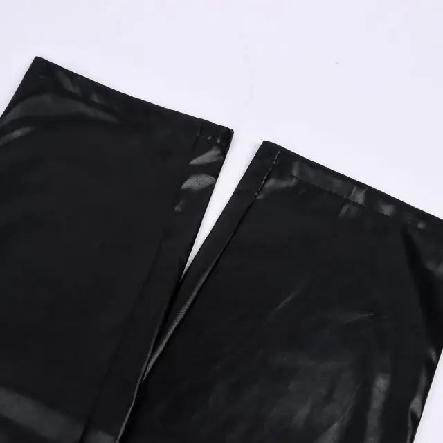 Pantalon en cuir noir rétro rock steampunk pour homme détail 8