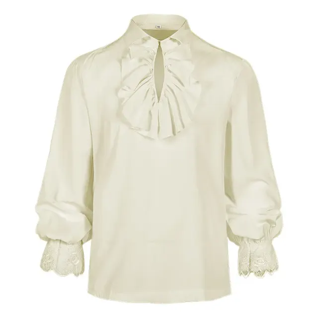 Chemise Halloween médiévale à manches longues et volants steampunk pour homme détail 4