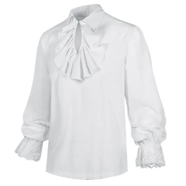Chemise Halloween médiévale à manches longues et volants steampunk pour homme détail 8