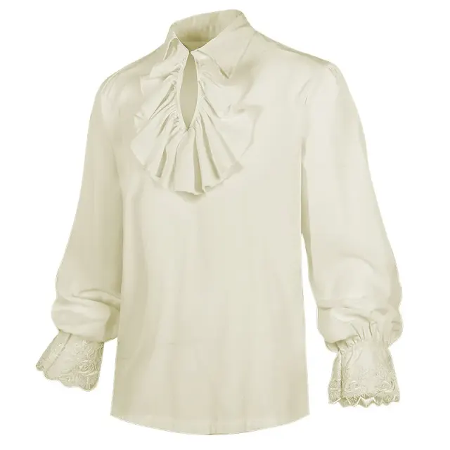 Chemise Halloween médiévale à manches longues et volants steampunk pour homme détail 9