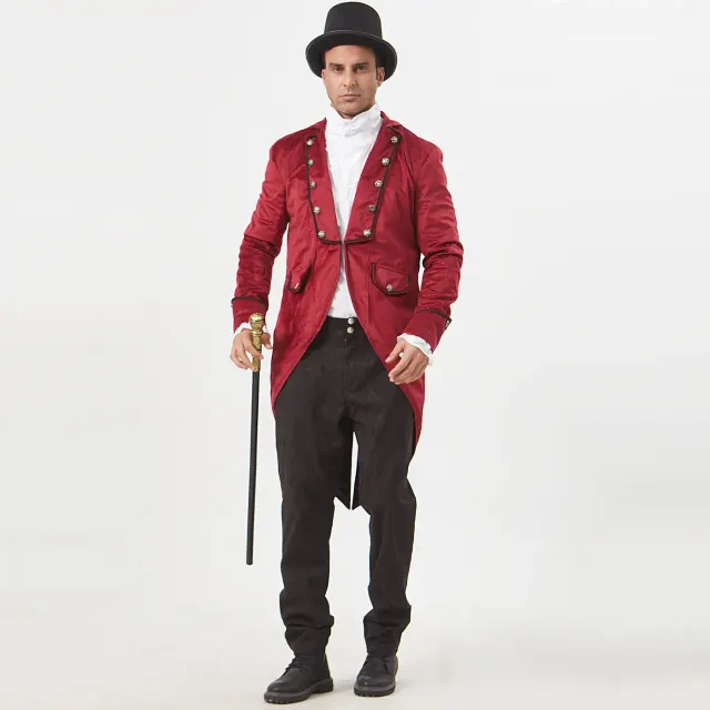 Chaqueta de frac de terciopelo steampunk para hombre con silueta inspirada en el estilo gótico victoriano.