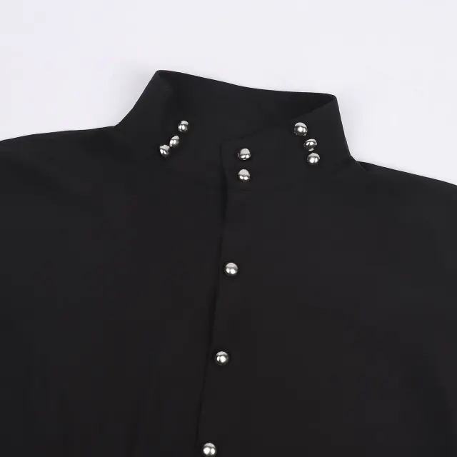 detalle de Camisa cosplay steampunk victoriana con flecos oscuros para hombre 4