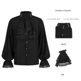Camisa de flecos oscuros - Negro