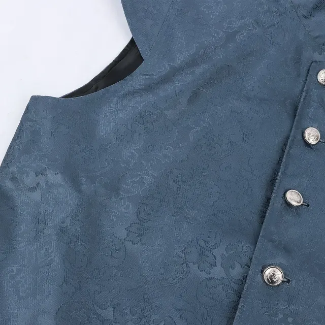 detalle de Chaleco medieval Tudor de jacquard y volantes para hombre para cosplay de Halloween 5