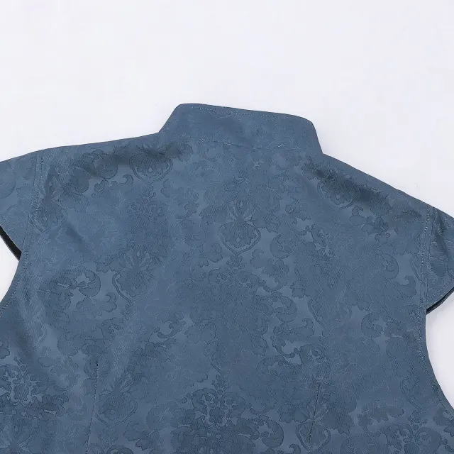 detalle de Chaleco medieval Tudor de jacquard y volantes para hombre para cosplay de Halloween 8