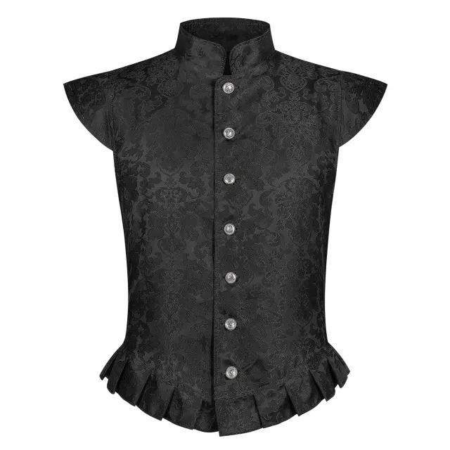 detalle de Chaleco medieval Tudor de jacquard y volantes para hombre para cosplay de Halloween 9