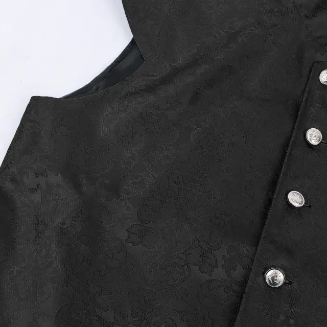 detalle de Chaleco medieval Tudor de jacquard y volantes para hombre para cosplay de Halloween 12