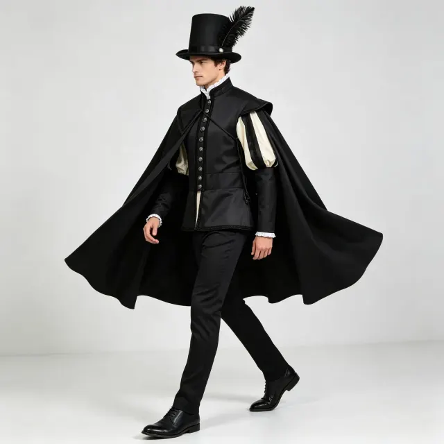 男士都铎贵族斗篷套装 文艺复兴万圣节 Cosplay 服装 详情 2