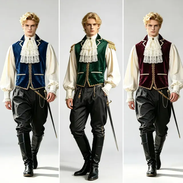 Conjunto de disfraz renacentista de príncipe y rey Tudor para hombre en verde, con parte superior impresa de manga larga y pantalón largo.