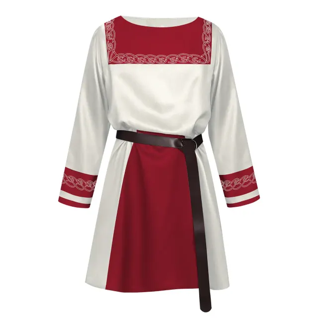 Costume LARP robe courte viking Halvar brodée pour homme détail 9