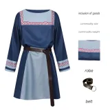 Robe courte viking pour homme - Bleu avec ceinture