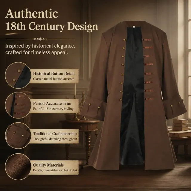 Manteau pirate et vampire vintage pour homme, cosplay Halloween détail 4