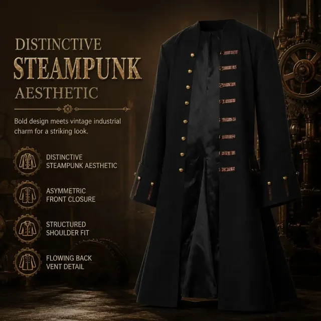 Manteau pirate et vampire vintage pour homme, cosplay Halloween détail 9