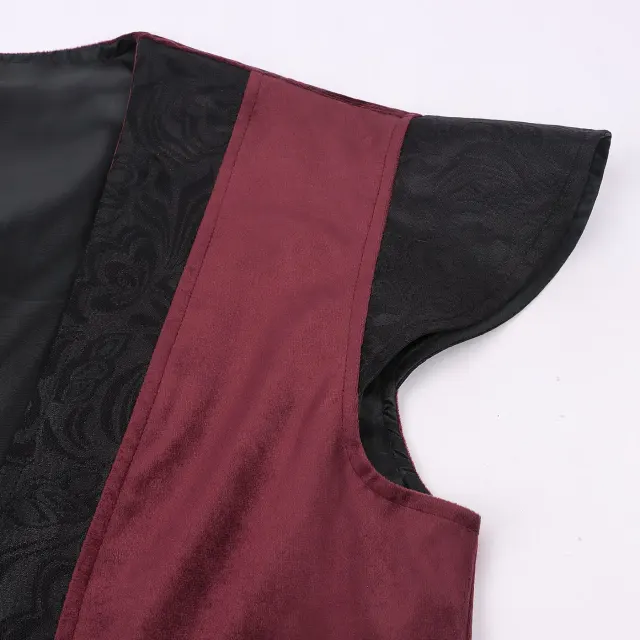 Herren-Weste in Weinrot mit Rüschen im mittelalterlichen Hofstil Detail 5