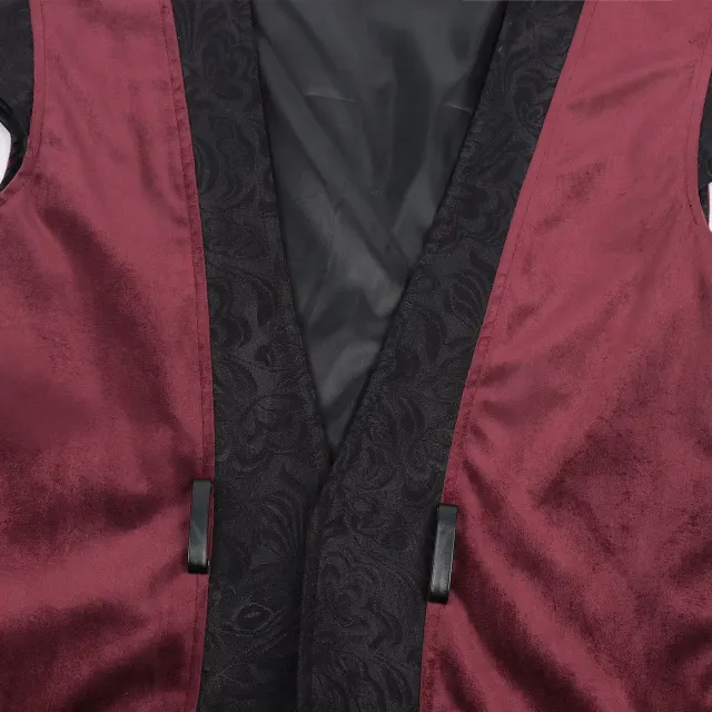 Herren-Weste in Weinrot mit Rüschen im mittelalterlichen Hofstil Detail 6