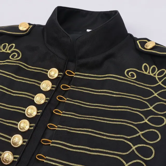 detalle de Chaleco cosplay con cuello alto y bordado de estilo militar para Halloween 3