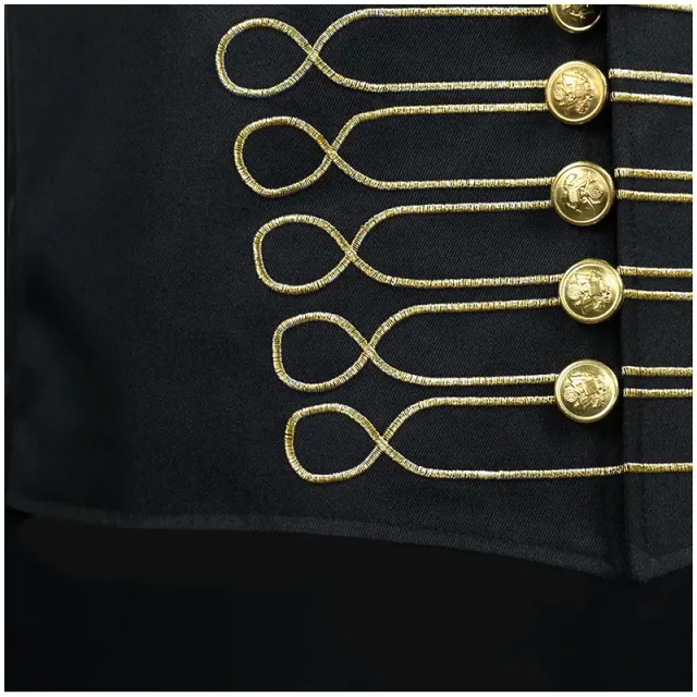 detalle de Chaleco cosplay con cuello alto y bordado de estilo militar para Halloween 9