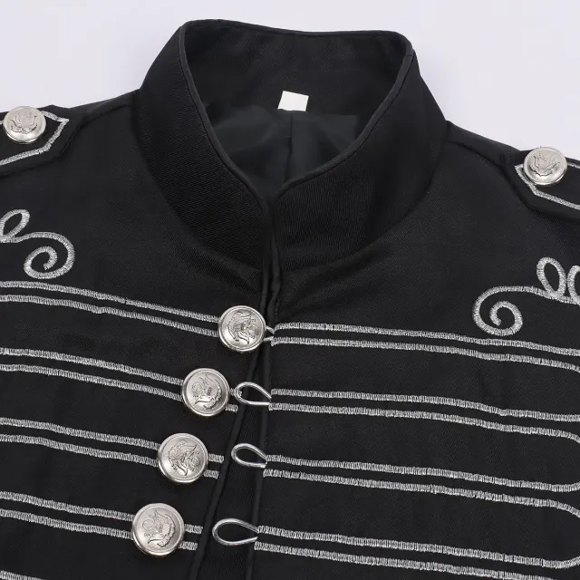 detalle de Chaleco cosplay con cuello alto y bordado de estilo militar para Halloween 20