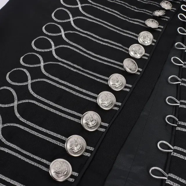 detalle de Chaleco cosplay con cuello alto y bordado de estilo militar para Halloween 22