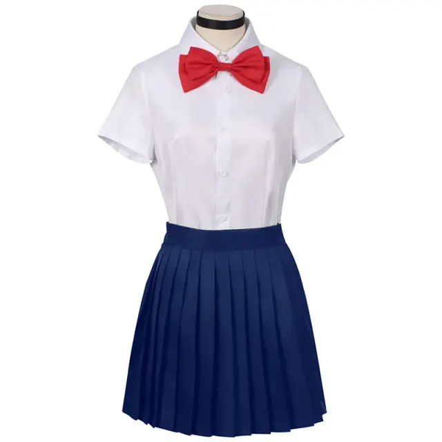 detalle de Conjunto cosplay de uniforme escolar Momo Ayase con opción de peluca 1