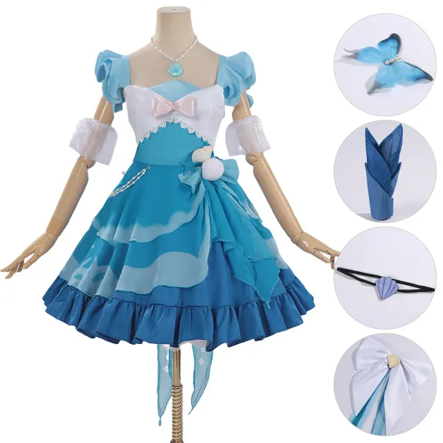 Conjunto de disfraz cosplay de tirantes de anime Colorful Summer de Mute Girl, mostrado en la variante Mute Girl Summer.