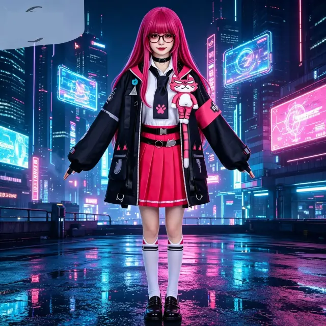 Main image shows the Nana Li anime catgirl cosplay costume full set with doll accessories.