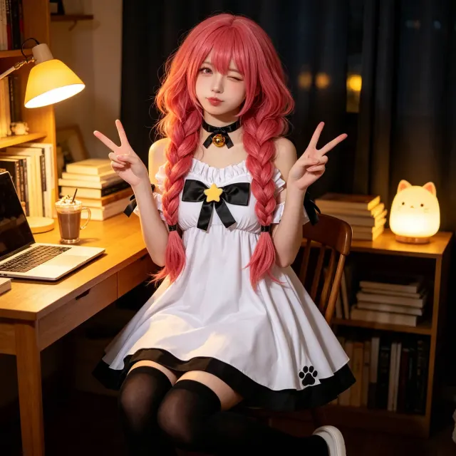 Nanally Baumwolltiger Cosplay-Kostüm mit langen Ärmeln in einem niedlichen Anime-Game-Stil.
