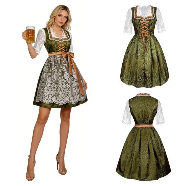 Oktoberfest-Bayerisches Bierkleid für Damen in Plus Size im Stil 9, gedacht für Halloween- und Bühnenkostüm.