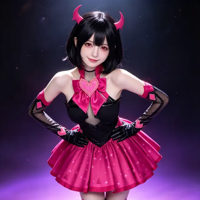 Conjunto de disfraz cosplay de Overwatch D.Va Hana Song Demon Phantom mostrado como un atuendo sin mangas de personaje de videojuego para mujer.