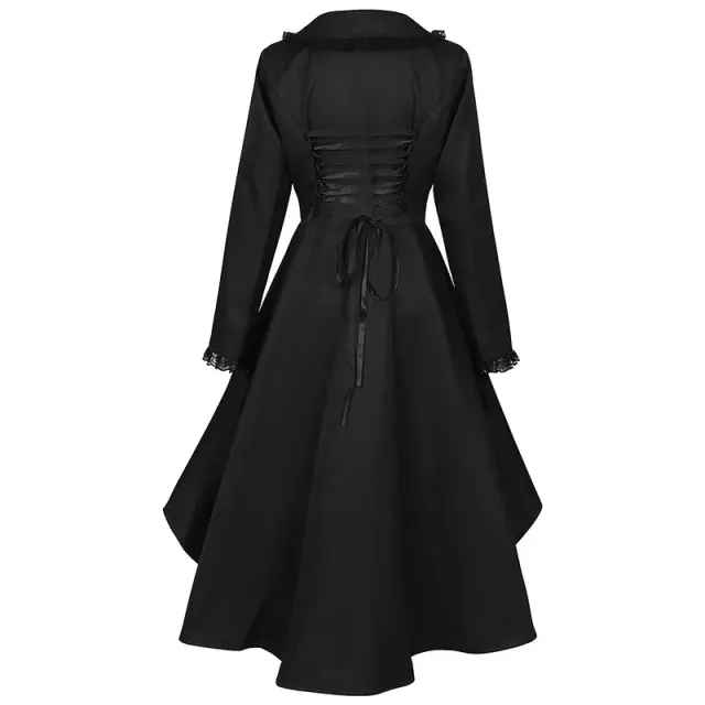 Plague Doctor Cosplay Long Trench Coat with Irregular Hem detail 2