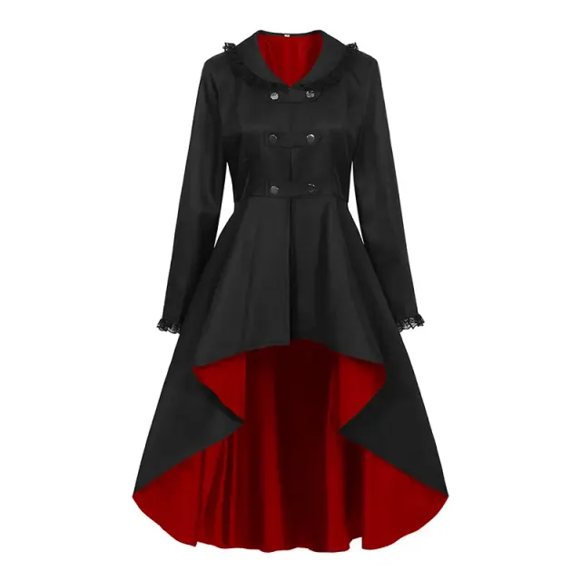 Plague Doctor Cosplay Long Trench Coat with Irregular Hem detail 3